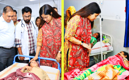 झाबुआ – कलेक्टर नेहा मिना और पुलिस अधीक्षक शुक्ल पहुँचे पेटलावद के शिविल हॉस्पिटल मरीजों का कुशल क्षेम जाना ।