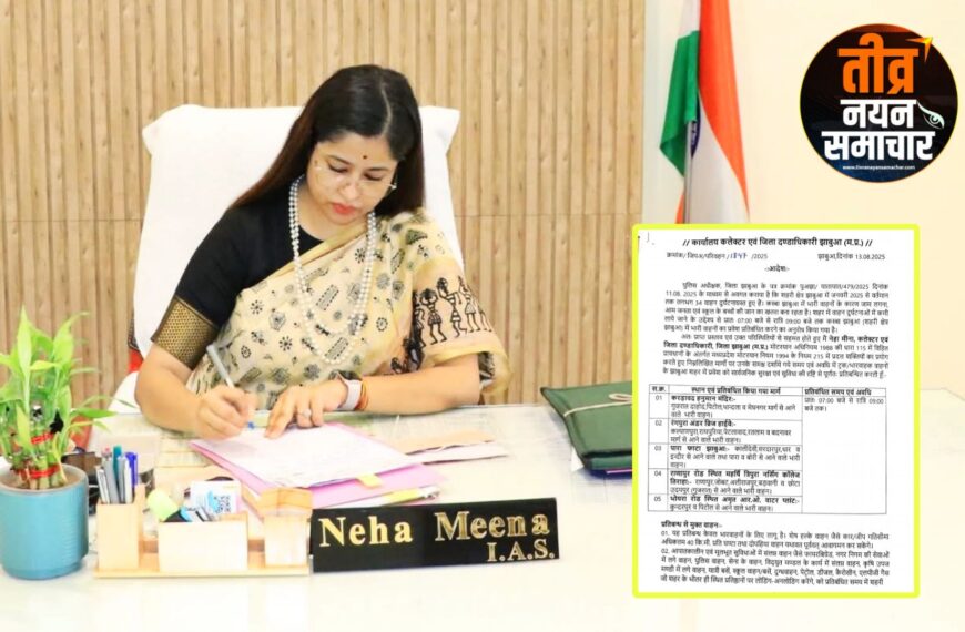 झाबुआ – कलेक्टर एवं जिला दण्डाधिकारी नेहा मीना ने आदेश किया जारी , शहरी क्षेत्र झाबुआ में सुबह 7 बजे से रात्रि 9 बजे तक भारी वाहनो के आवागमन पर प्रतिबंध लगाया ।